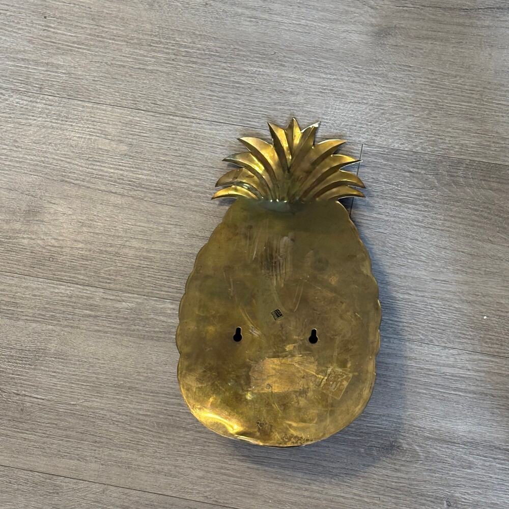 Vintage Solid Brass Pineapple Wall Pocket Planter Hand Made India - Picture 2 of 6